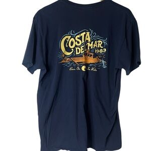 Costa 'Born on the Water' T-Shirt | Men's L | Boat Graphic | Blue
